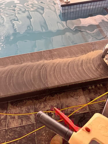 honing blue stone tiles using flexible diamond pad