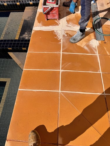 re-grouting pool area