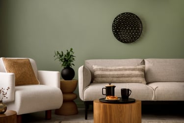 peinture salon mur vert caen par js services 