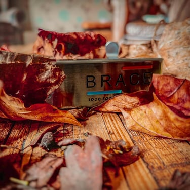 Brace forged golf putter on bed of Autumn leaves