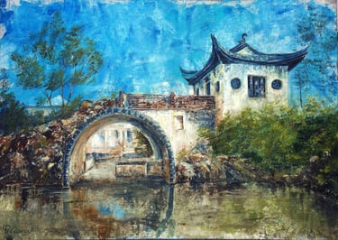 "China, Zhouzhuang" Canvas, oil, 20" x 28" (50 x 70 cm) 480$