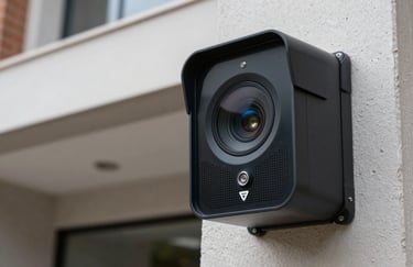Macro photography of a high-tech biometric security sensor installed in a modern Brazilian residential building entrance.