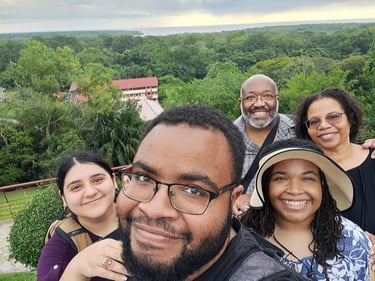 happy black american family enjoying life abroad in malaysia