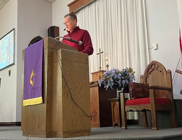 Pastor Tracy Smith delivers Sunday's sermon at the Moran UMC