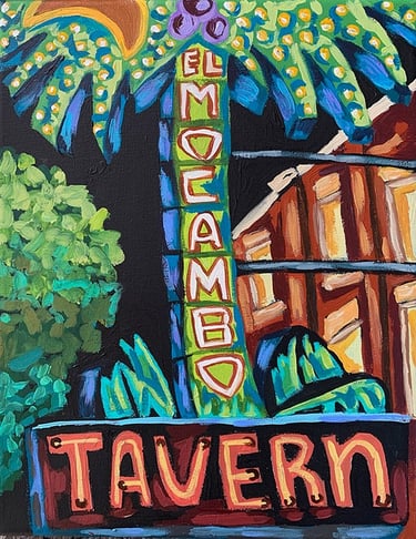 A painting of the icon neon sign for Toronto's legendary El Mocambo Tavern on Spadina