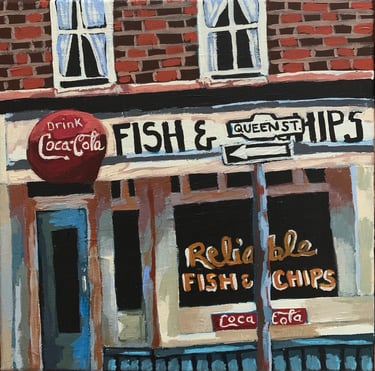 Reliable Fish and Chips with vintage Coke sign in Toronto