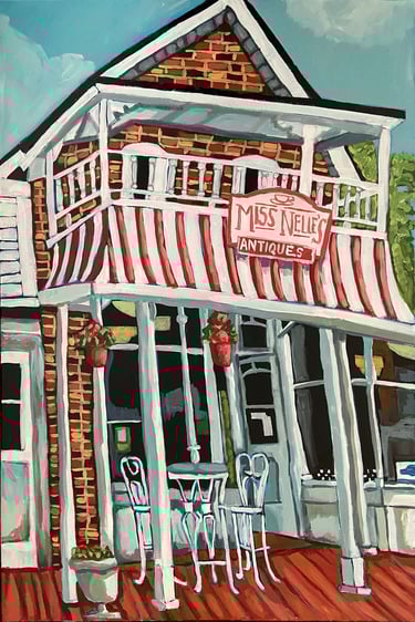  A painting of Miss Nellie's antique shop in Baysville, Ontario