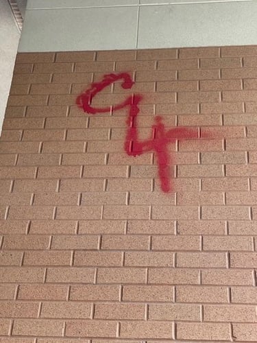 red graffiti writing old