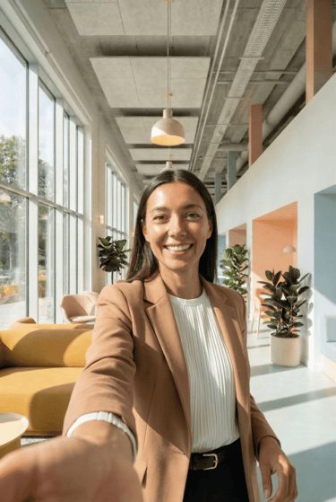 Confident professional in a modern office representing workplace communication performance