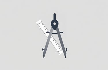 Minimalist icon of a drafting compass and an architectural scale ruler on a clean technical background #F0F4F7.