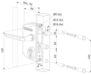 Dimension serrure LAKQU2