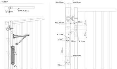 Dimension ferme portail VERTICLOSE 2 ouverture 180°