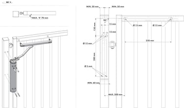 Dimension ferme portail VERTICLOSE 2 ouverture 90 °
