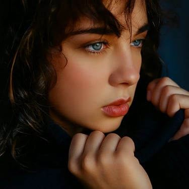 Emotionales Portrait einer jungen Frau in natürlichem Licht, aufgenommen vom Portraitfotografen Lens & Look in Oranienburg.