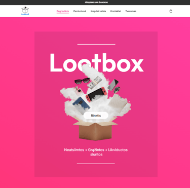 lootbox.lt website first page in bright pink
