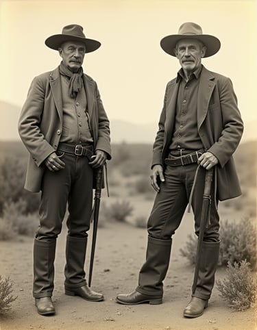 Two men dressed in coats and hats