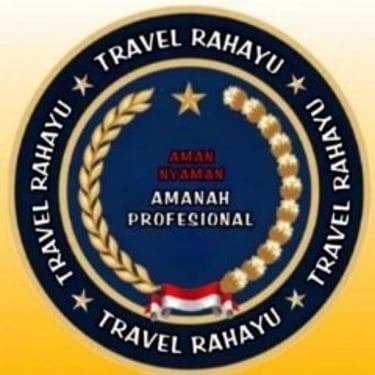 Logo Travel Rahayu Malang dengan gambar bendera merah putih serta padi dan kapas juga bintang simbol layanan profesional