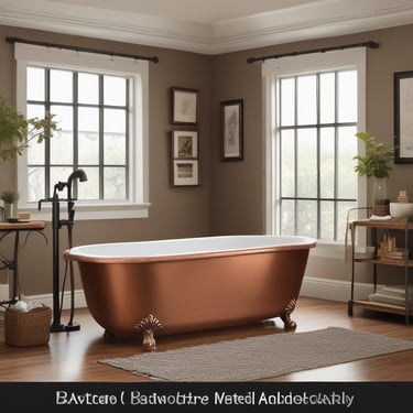Luxury hammered copper clawfoot bathtub with vintage design