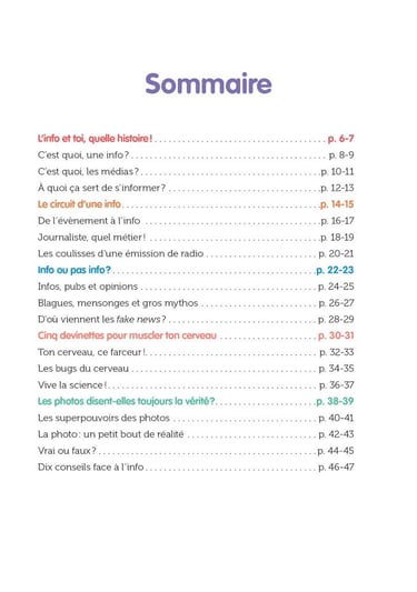 Sommaire du documentaire Le petit livre pour apprendre à s'informer