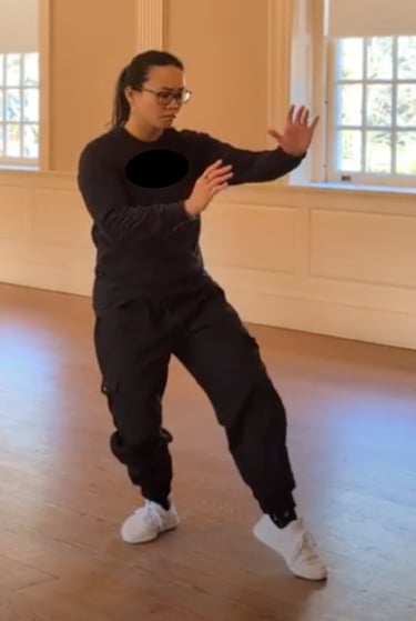 Student in a posture from the Chen 18 Form