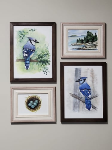 Collage of watercolor birds