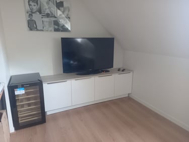 meuble télé blanc et chêne claire