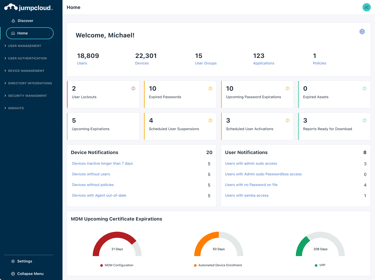 JumpCloud - Home Screen