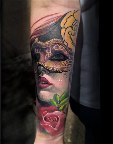 tatuaje mascara venecia color Barcelona