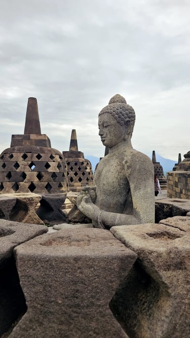 Budha position on meditation in Borobudur temple as a Cakra Mandala