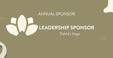 Dahlia's Hope annual leadership sponsor graphic featuring a white lotus flower logo on an olive green background.