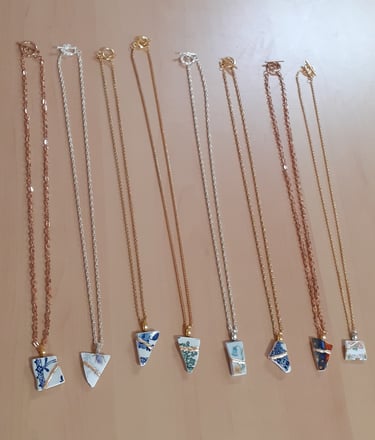 Kintsugi necklaces made by Mandy Garratt