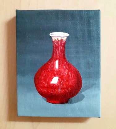 Miniature Chinese vase painted in acrylics