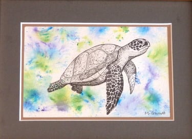Turtle painting in watercolour by Mandy Garratt