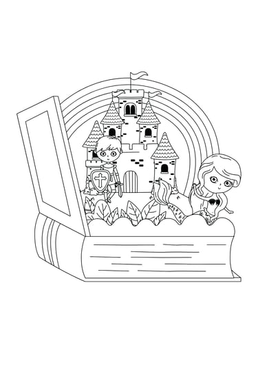 coloriage livre de princesse et chevalier
