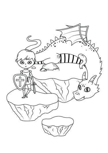 coloriage chevalier et dragon