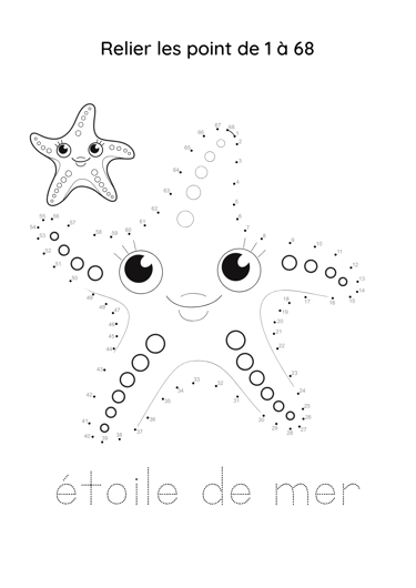 point à relier étoile de mer