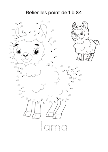 point à relier lama