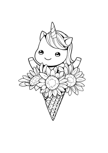 coloriage licorne cornet