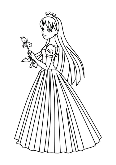coloriage princesse et rose