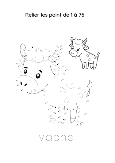 point à relier vache