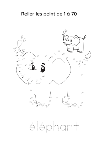 point à relier éléphant