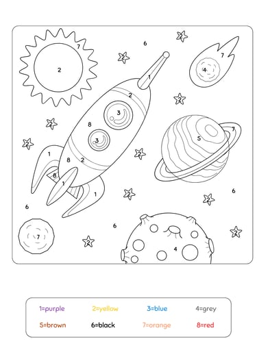 coloriage magique fusée anglais
