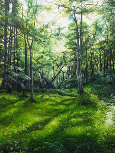 Clearing, woodland landscape painting by Sussex artist darren Slater