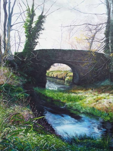 Down By the Bridge, landscape painting by Sussex artist Darren Slater