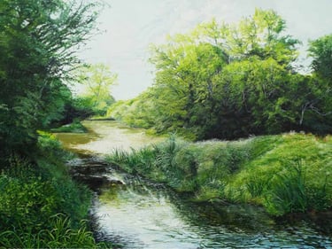 River Days landscape painting by Sussex artist Darren Slater