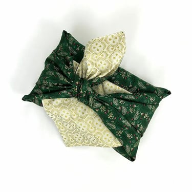 Furoshiki réversible en coton, emballage cadeau zero dechet pour noel