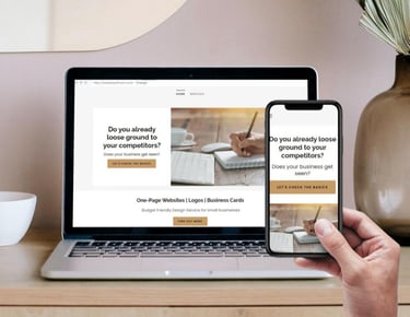 Mockup scenery with website on laptop screen and cell phone