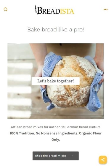 Screenshot - Webdesign for BREADISTA's online shop