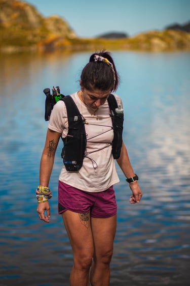 Trial running gril int he mountain