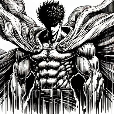 Shadewalker, a monochrome manga-style superhero